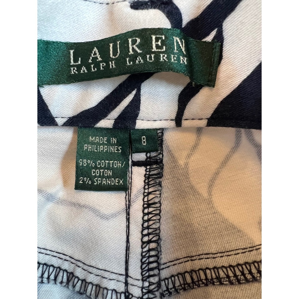 Lauren Ralph Lauren Womens Navy Blue White‎ Tropical Floral Straight Leg Pants 8 - Picture 10 of 11